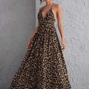 Vestido longo animal print